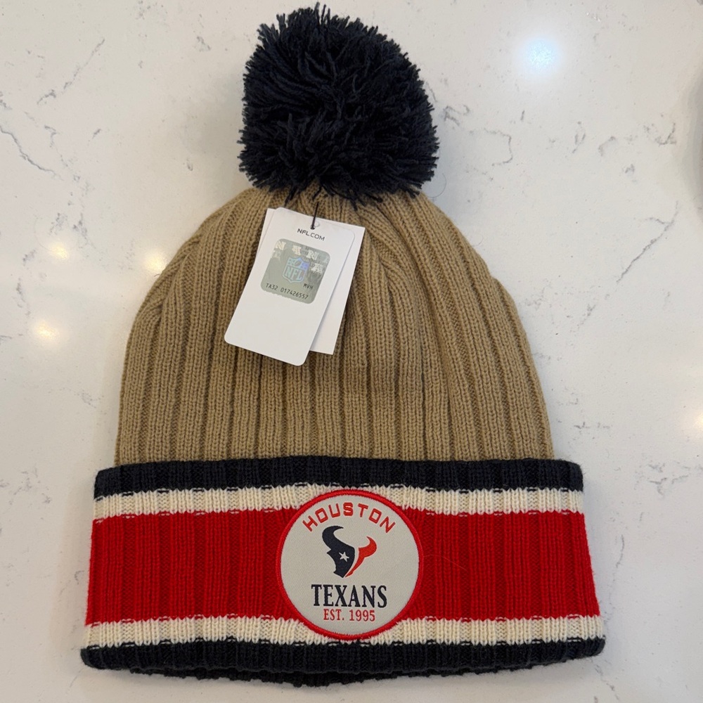 Houston Texans Knit Pom Beanie - Brown and Red